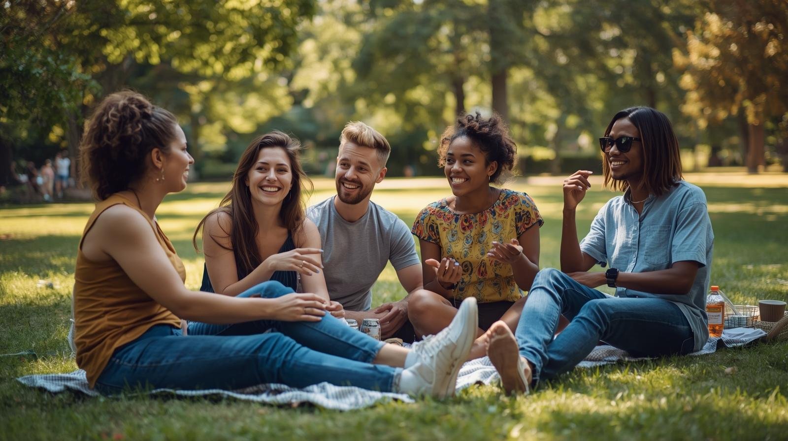 People gaming outdoors